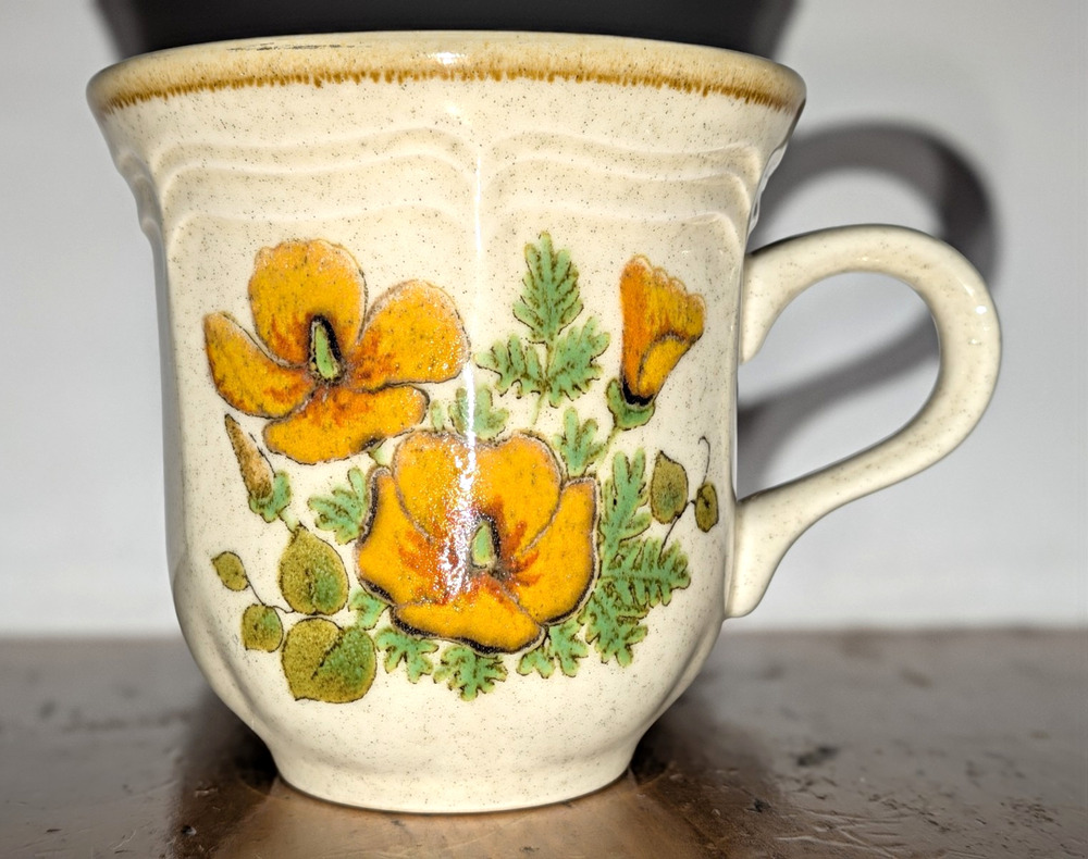 Vintage Mikasa Garden Club PETUNIAS Flat Cup Mug EC 401 Japan Stoneware